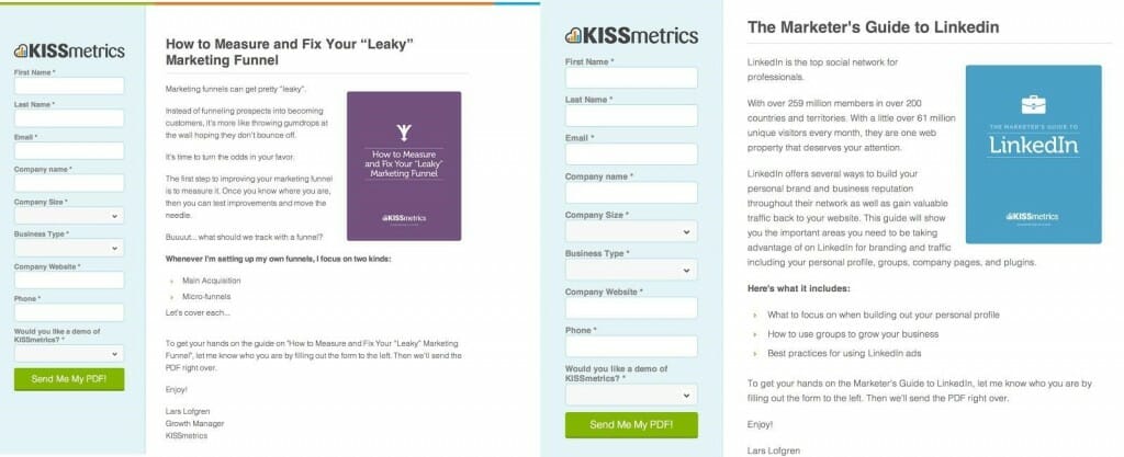 Landing Pages by KISSmetrics