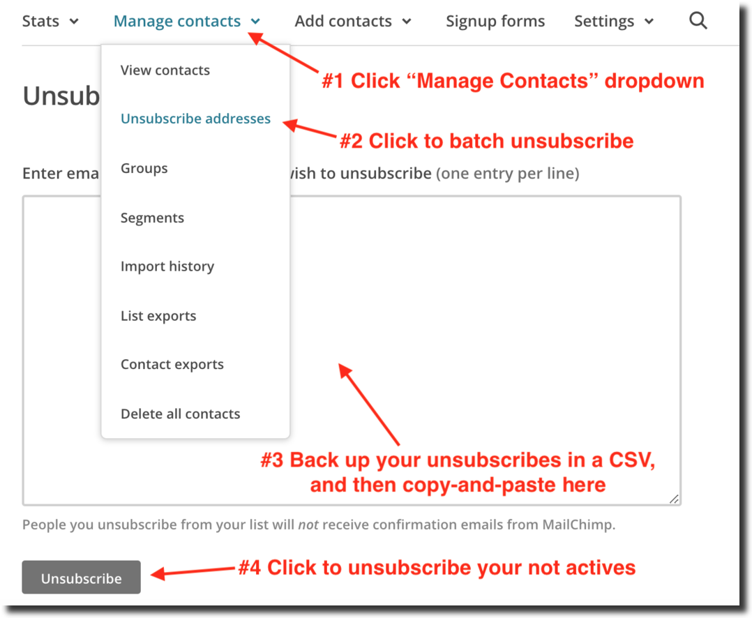 Unsubscribe addresses
